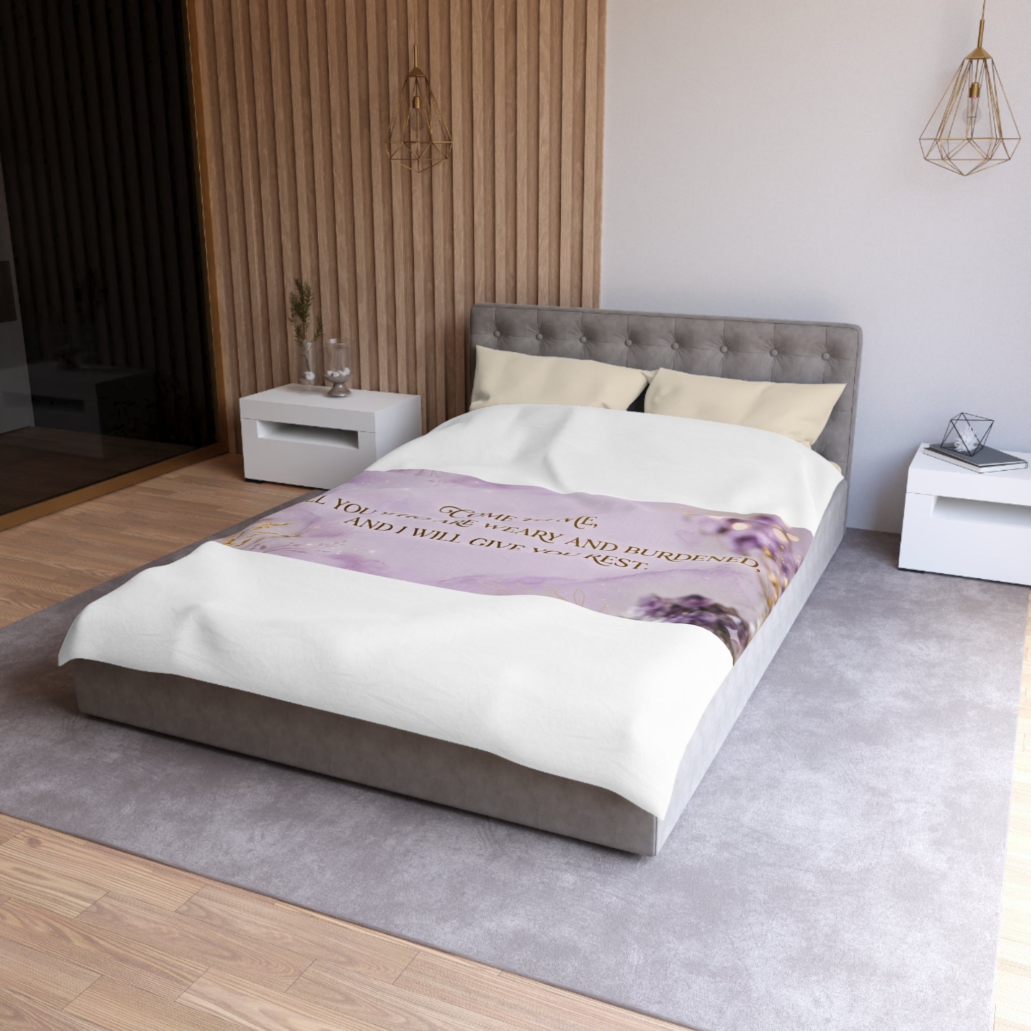 Inspirational Quote Duvet Cover — "Come to Me, All You Who Are Weary and Burdened"