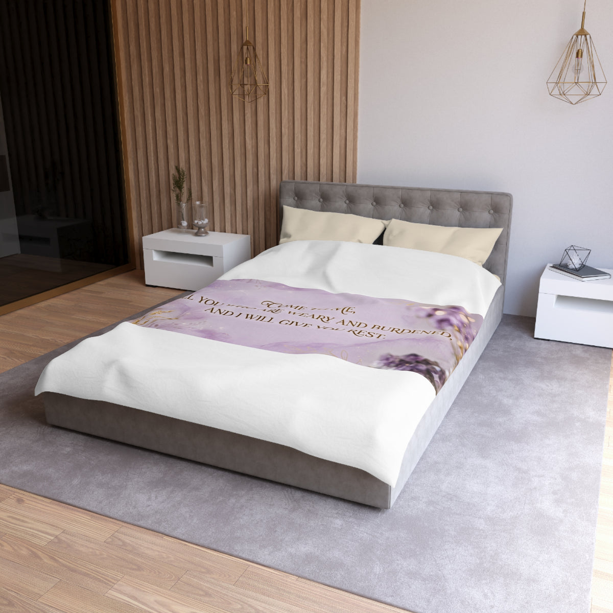 Inspirational Quote Duvet Cover — "Come to Me, All You Who Are Weary and Burdened"