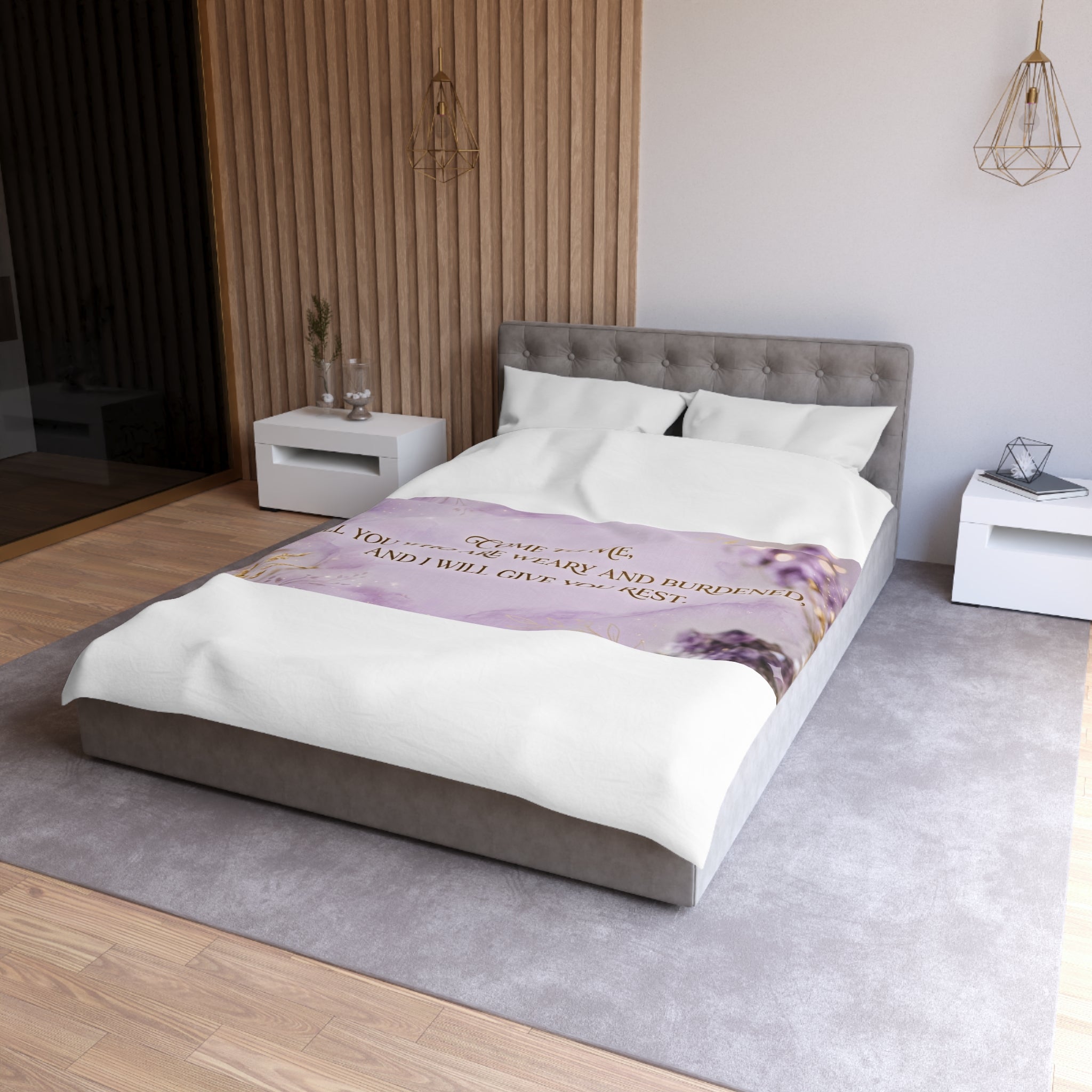 Inspirational Quote Duvet Cover — "Come to Me, All You Who Are Weary and Burdened"