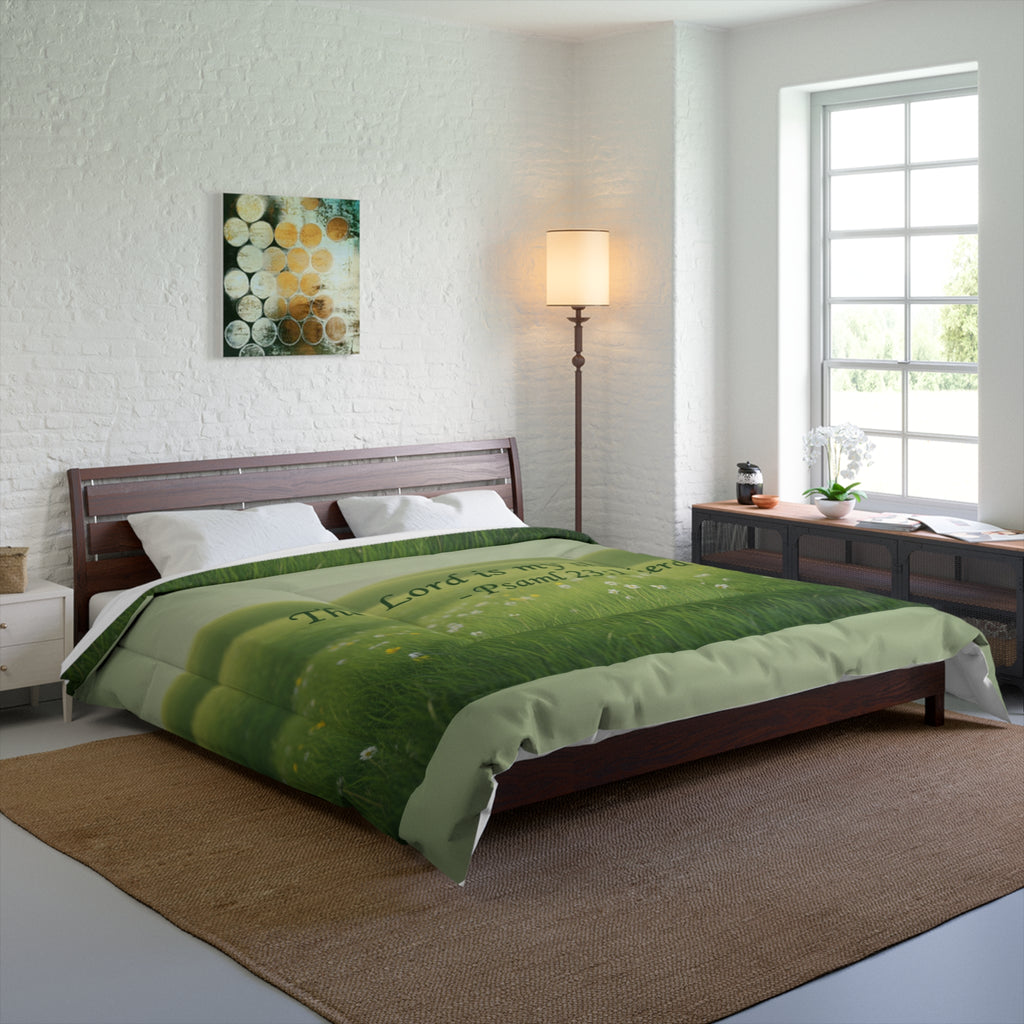 Christian Comforter — “The Lord Is My Shepherd” Inspirational Bible Quote Comforter