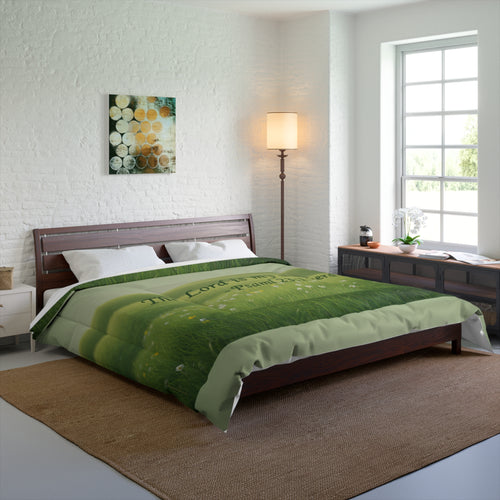 Christian Comforter — “The Lord Is My Shepherd” Inspirational Bible Quote Comforter