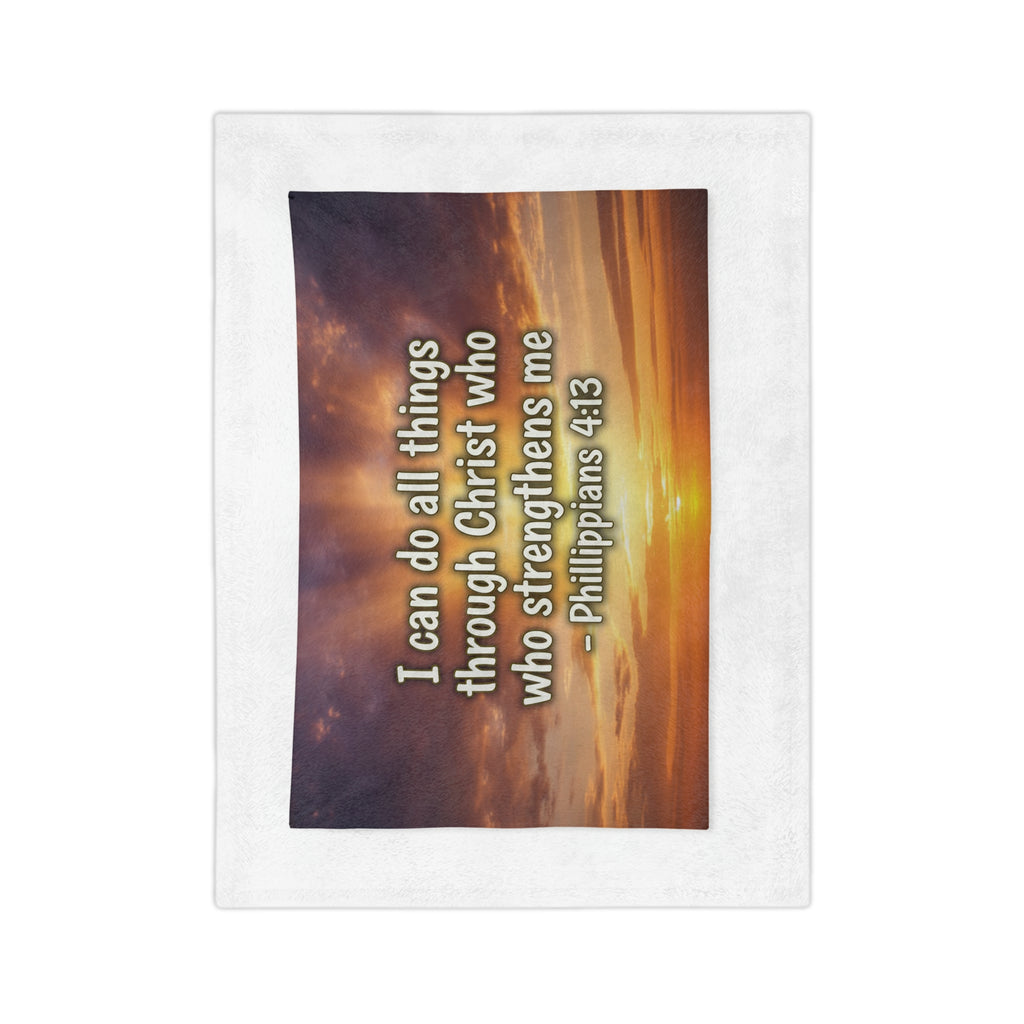 Inspirational Bible Quote Velveteen Blanket — Positive Scripture Throw