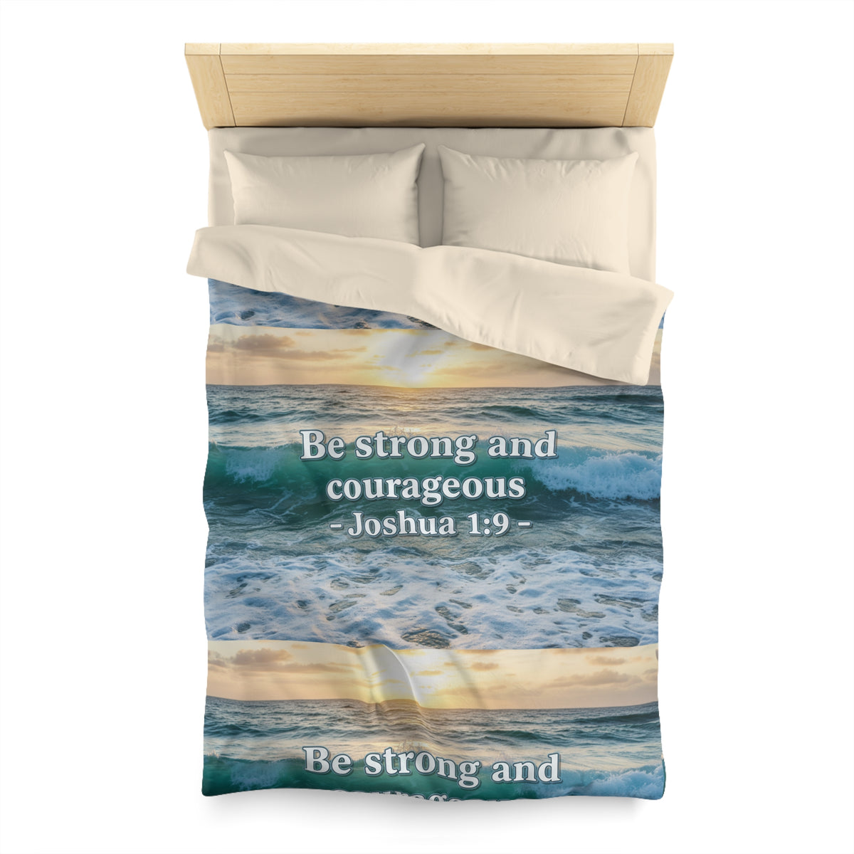 Joshua 1:9 Be Strong and Courageous Ocean Wave Duvet Cover