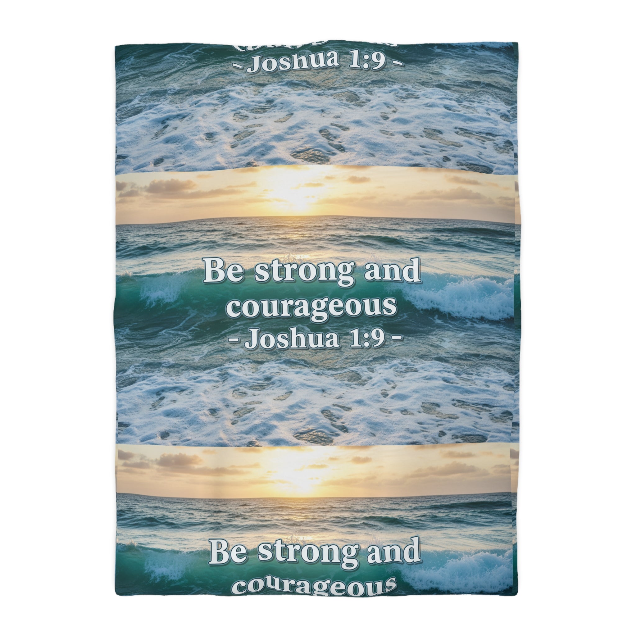 Be Strong & Courageous Microfiber Duvet Cover — Positive Bible Quote Bedding