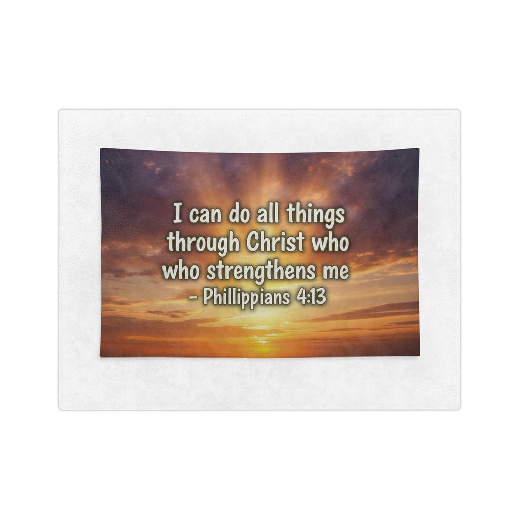 Inspirational Bible Quote Velveteen Blanket — Positive Scripture Throw