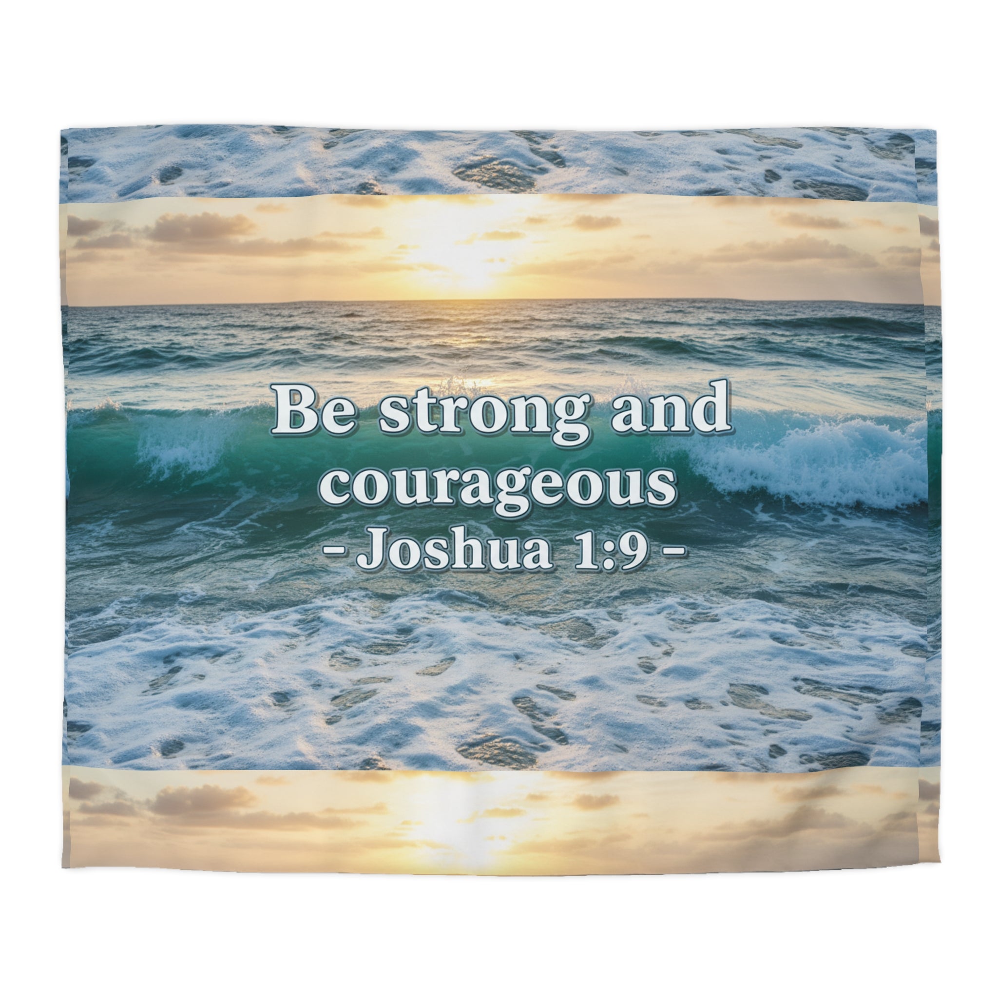 Be Strong & Courageous Microfiber Duvet Cover — Positive Bible Quote Bedding