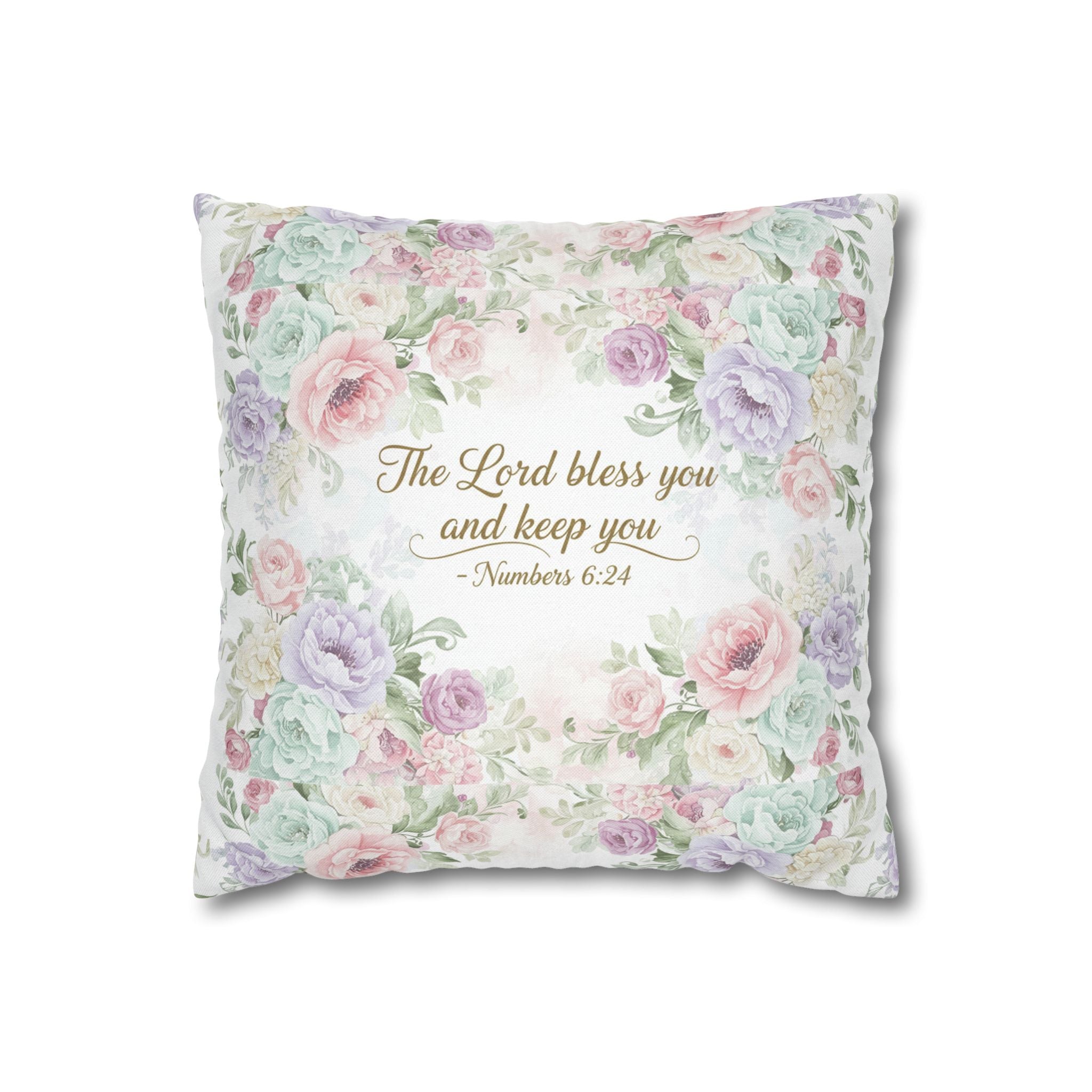 Throw Pillow — “The Lord Bless You and Keep You” Bible Quote