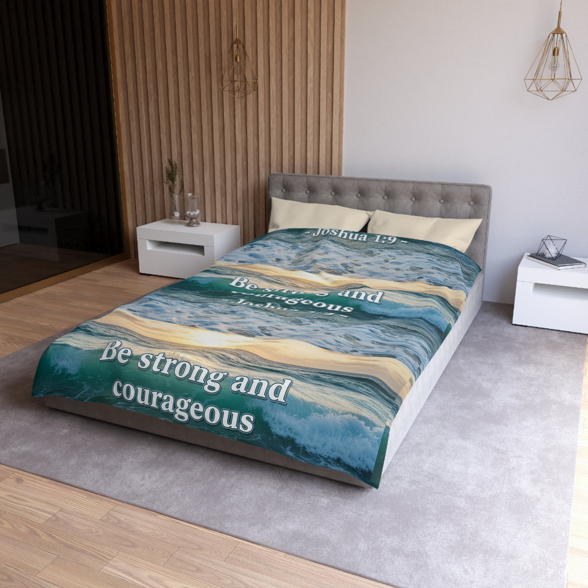 Joshua 1:9 Be Strong and Courageous Ocean Wave Duvet Cover