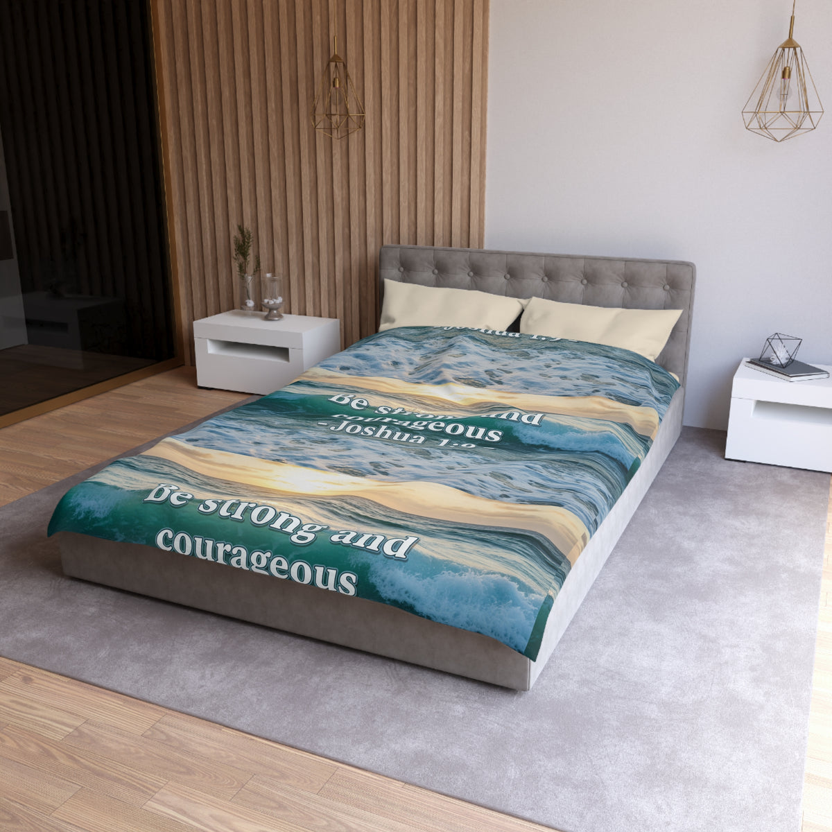Joshua 1:9 Be Strong and Courageous Ocean Wave Duvet Cover