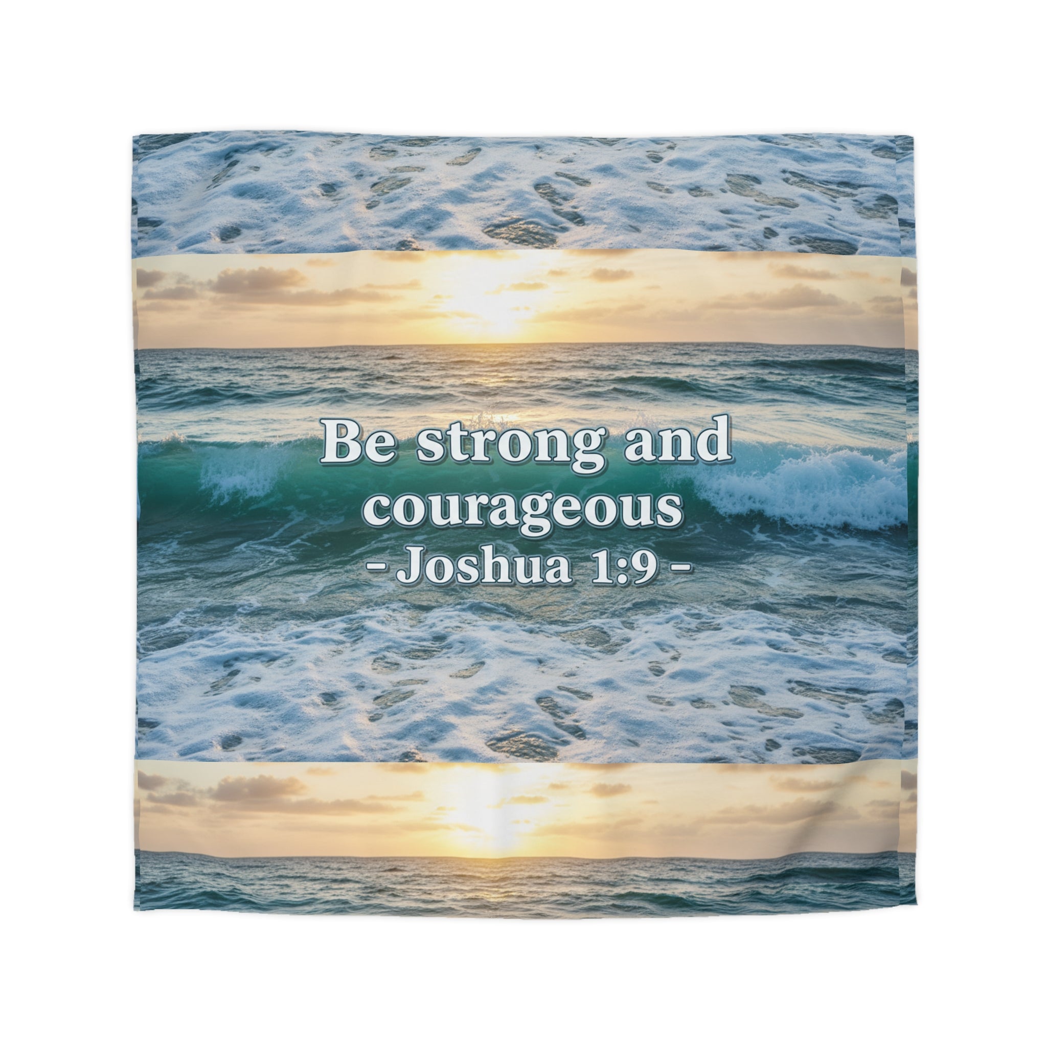 Be Strong & Courageous Microfiber Duvet Cover — Positive Bible Quote Bedding