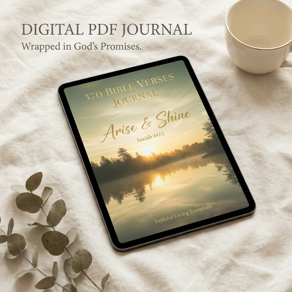 Digital tablet mockup of the 370 Bible Verses Journal